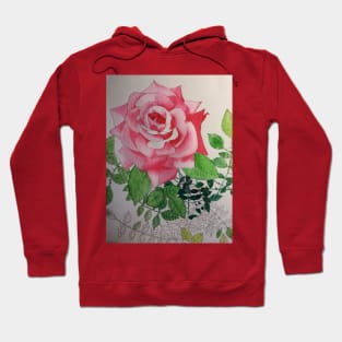 Pink rose watercolor painting Hoodie